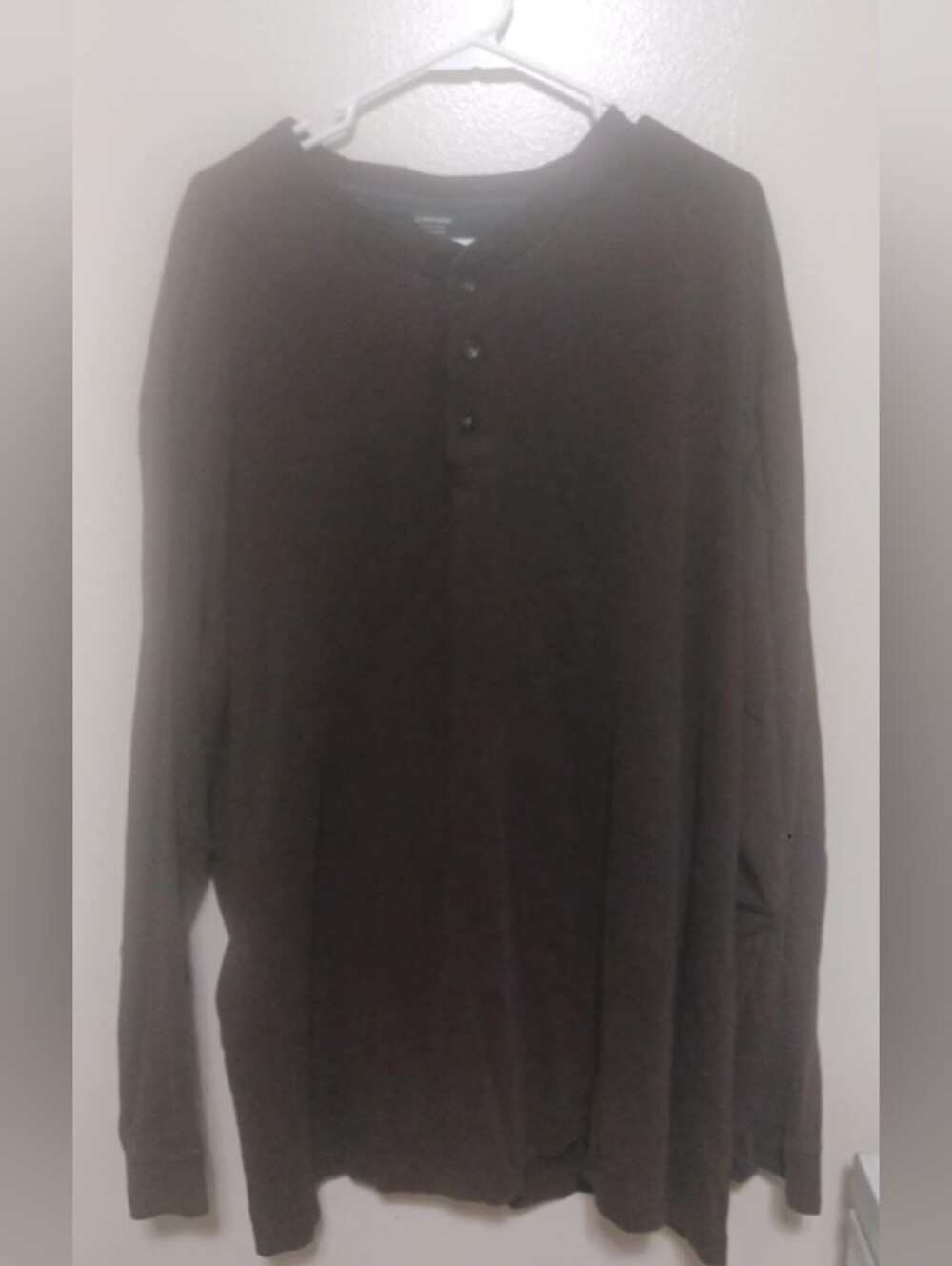 St. Johns Bay Men's Long-Sleeve Henley Shirt - Dark Brown 3xlt A-33